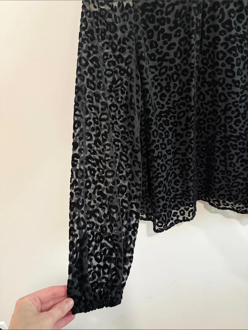 Banana Republic Black Leopard Print Long Sleeve Blouse